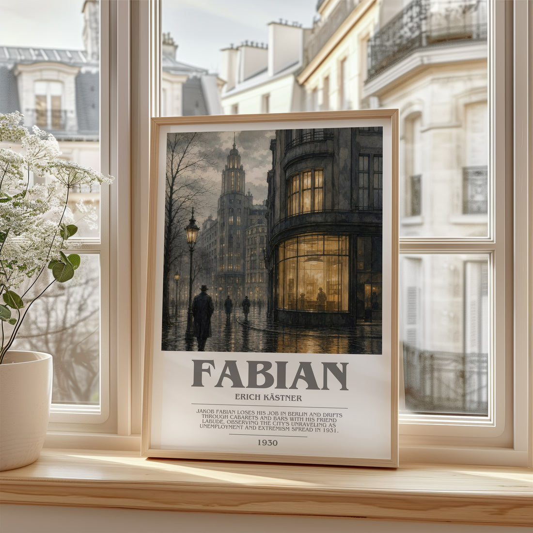 Fabian bookish poster colour and style options – Erich Kästner book art
