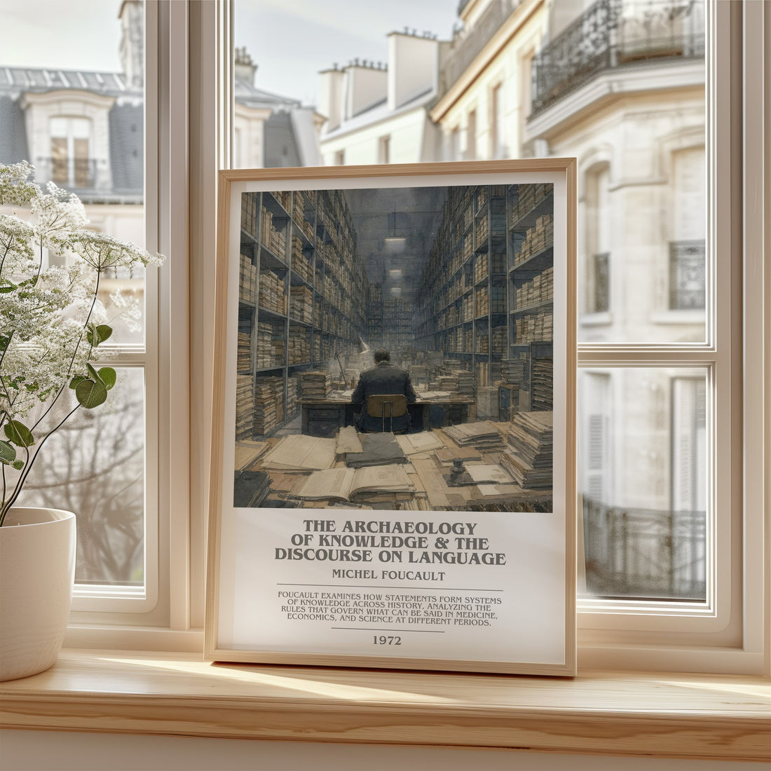 The archaeology of knowledge & The discourse on language bookish poster colour and style options – Michel Foucault book art