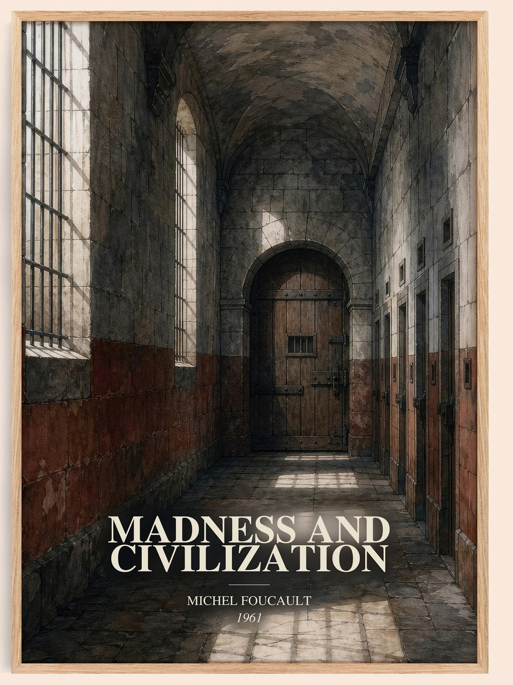 Madness and Civilization watercolour book poster by Michel Foucault – framed literary art print