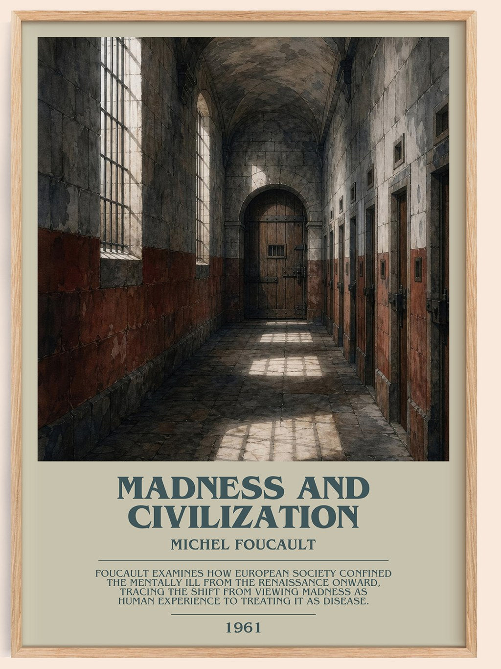Madness and Civilization bookish book poster by Michel Foucault – framed literary art print