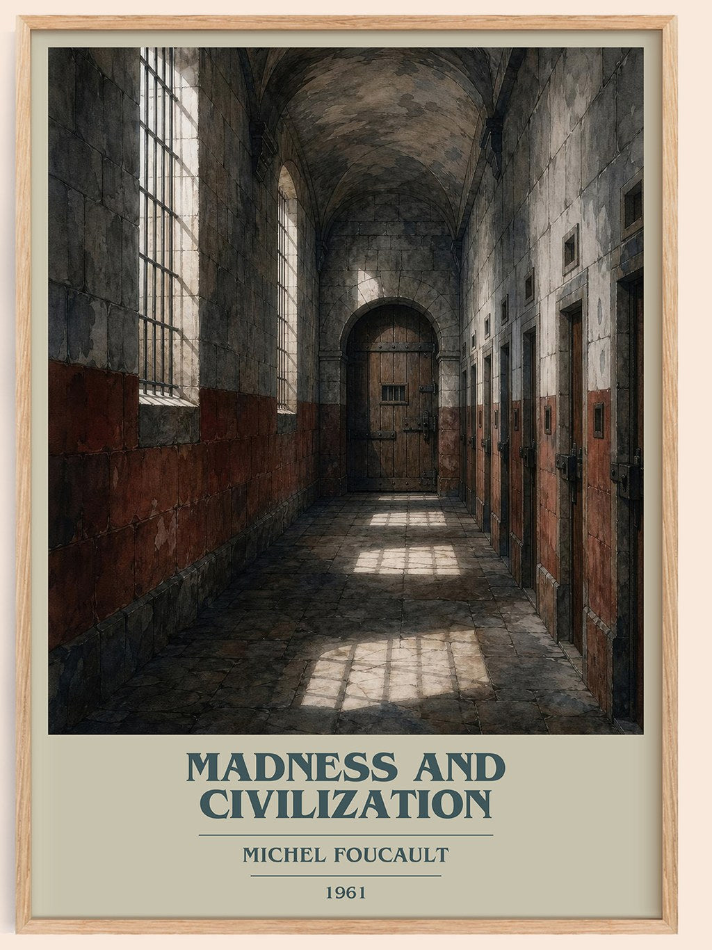 Madness and Civilization book cover book poster by Michel Foucault – framed literary art print