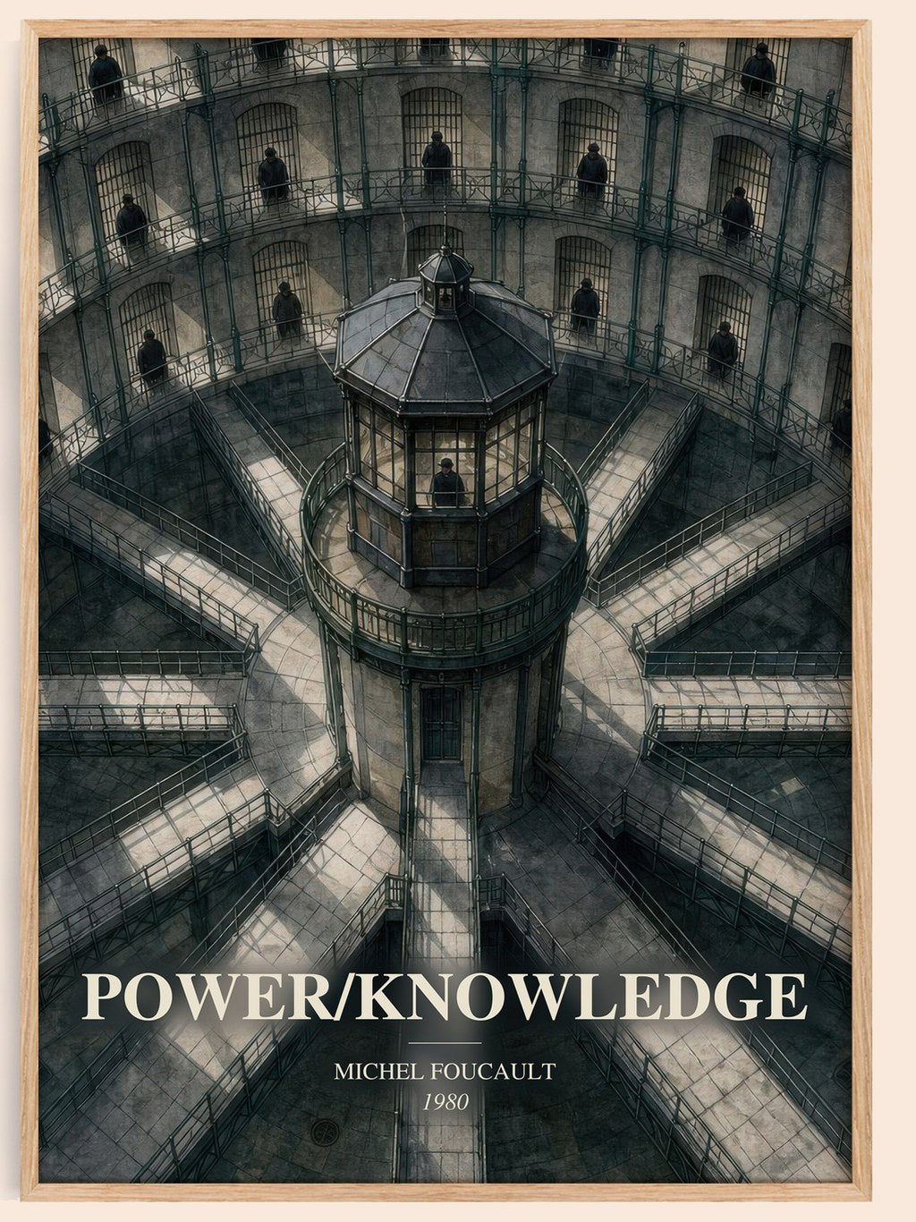 Power/knowledge watercolour book poster by Michel Foucault – framed literary art print