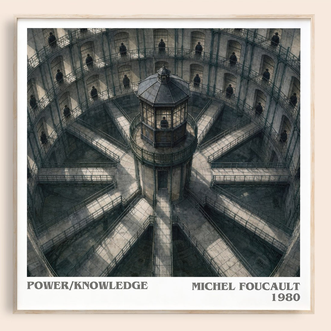Power/knowledge literary book poster by Michel Foucault – framed literary art print
