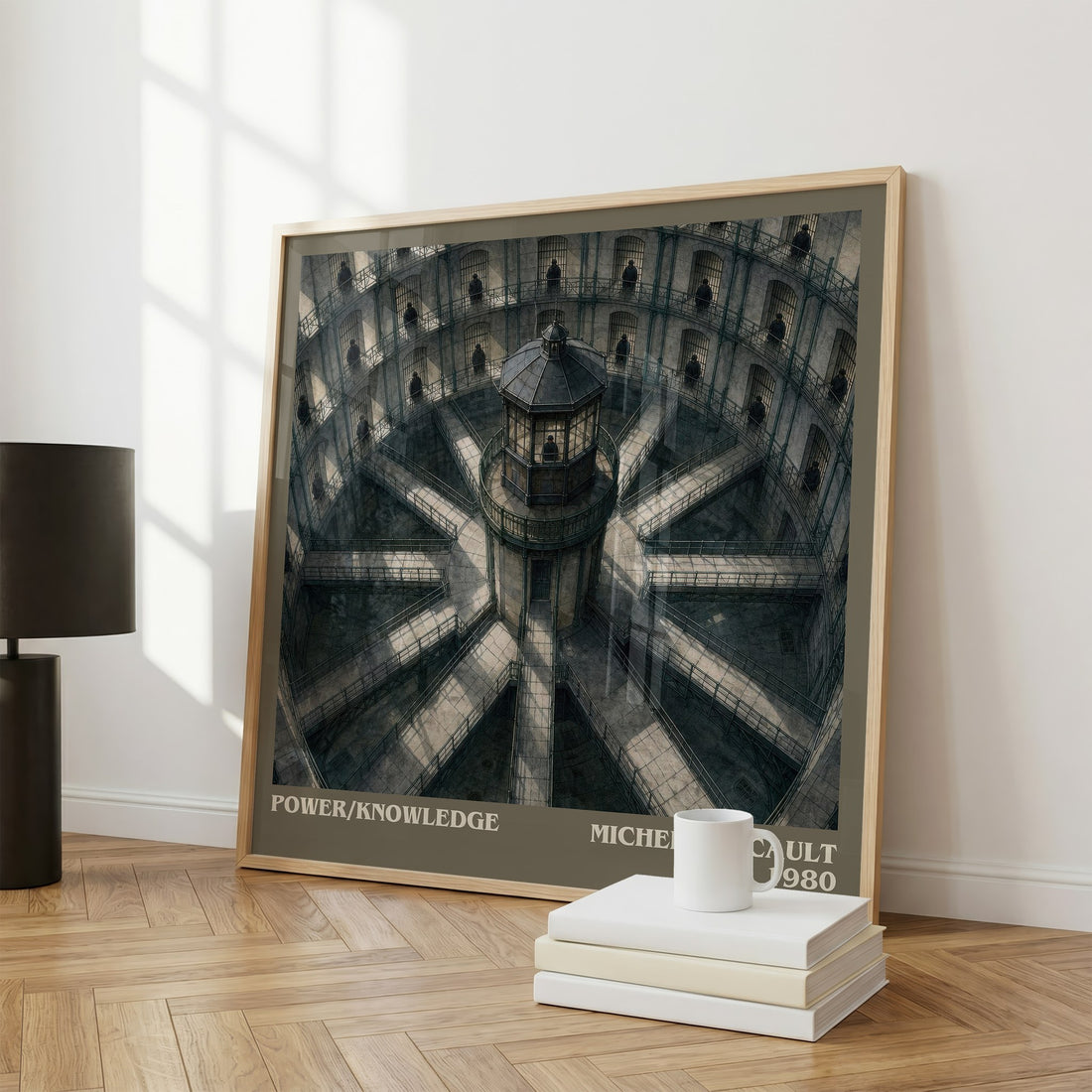 Power/knowledge literary print framed by window – literary home decor