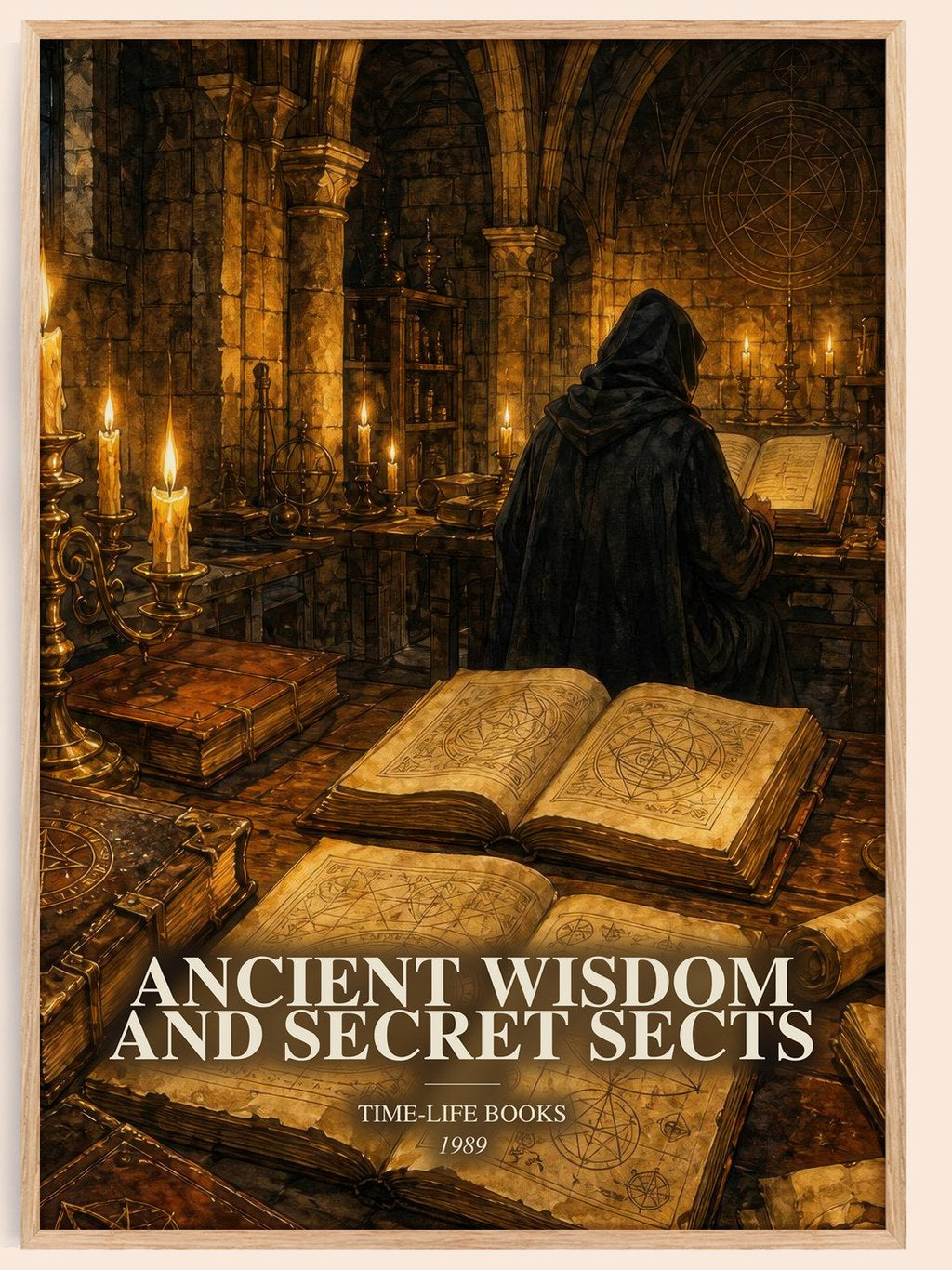 Ancient wisdom and secret sects watercolour book poster by Time-Life Books – framed literary art print
