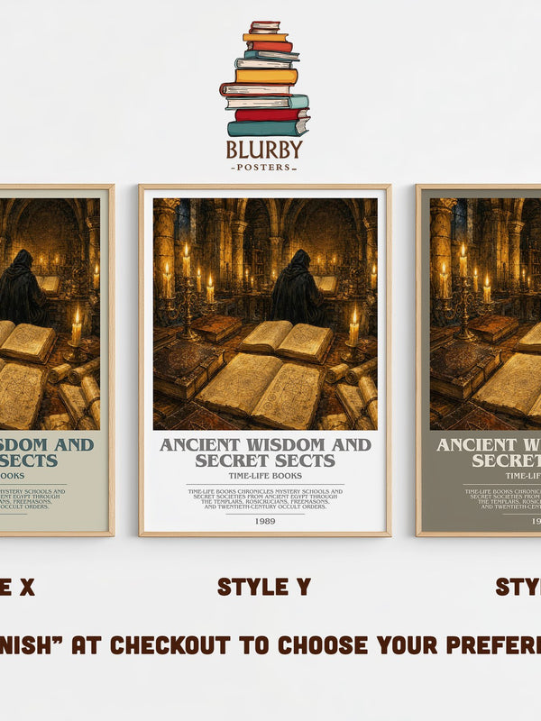 Ancient wisdom and secret sects bookish print in frame leaning in hallway – non fiction wall art