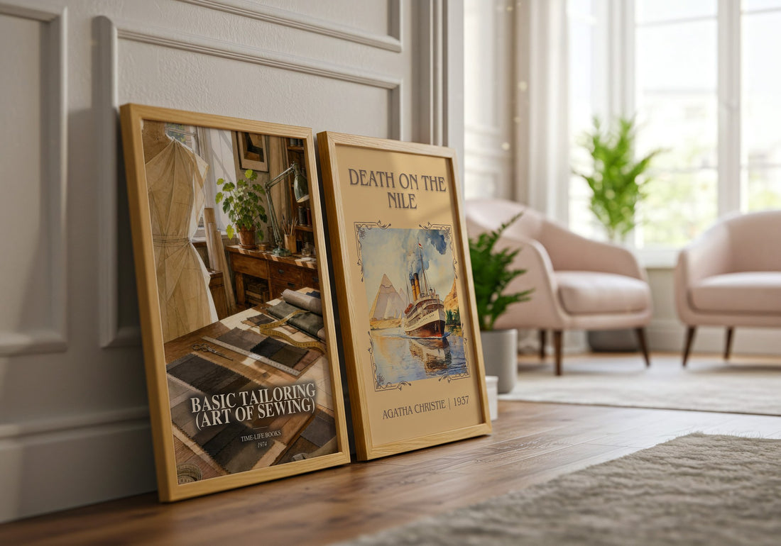 Basic Tailoring (Art of sewing) watercolour print framed by window – literary home decor