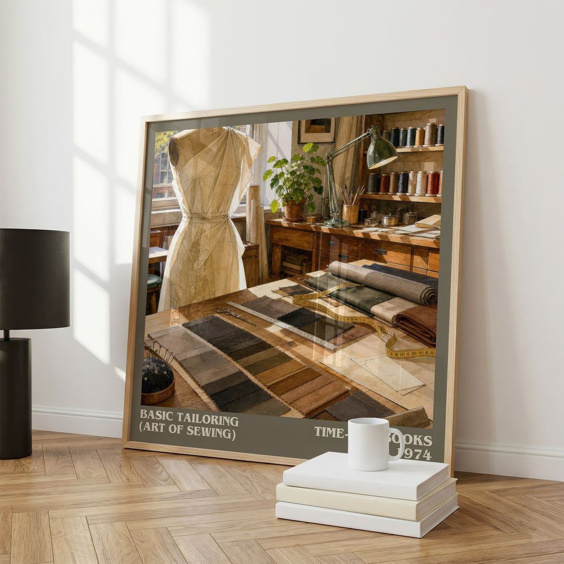 Basic Tailoring (Art of sewing) literary print framed by window – literary home decor