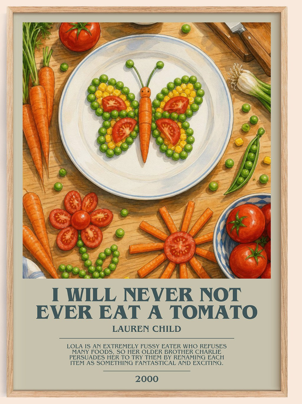 I will never not ever eat a tomato bookish book poster by Lauren Child – framed literary art print