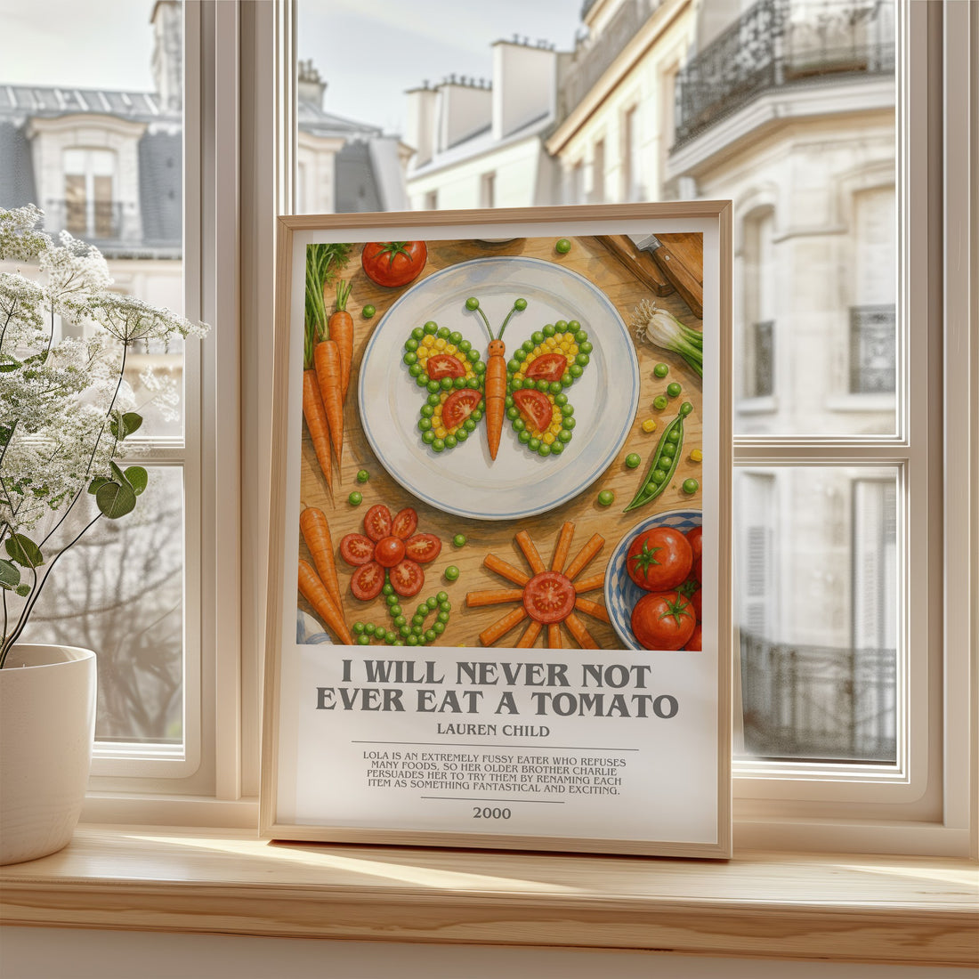 I will never not ever eat a tomato bookish poster colour and style options – Lauren Child book art