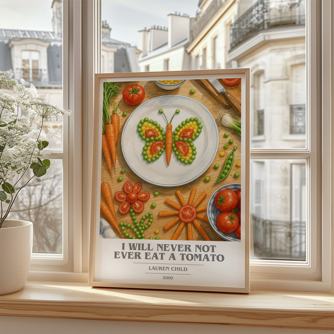 I will never not ever eat a tomato book cover poster colour and style options – Lauren Child book art