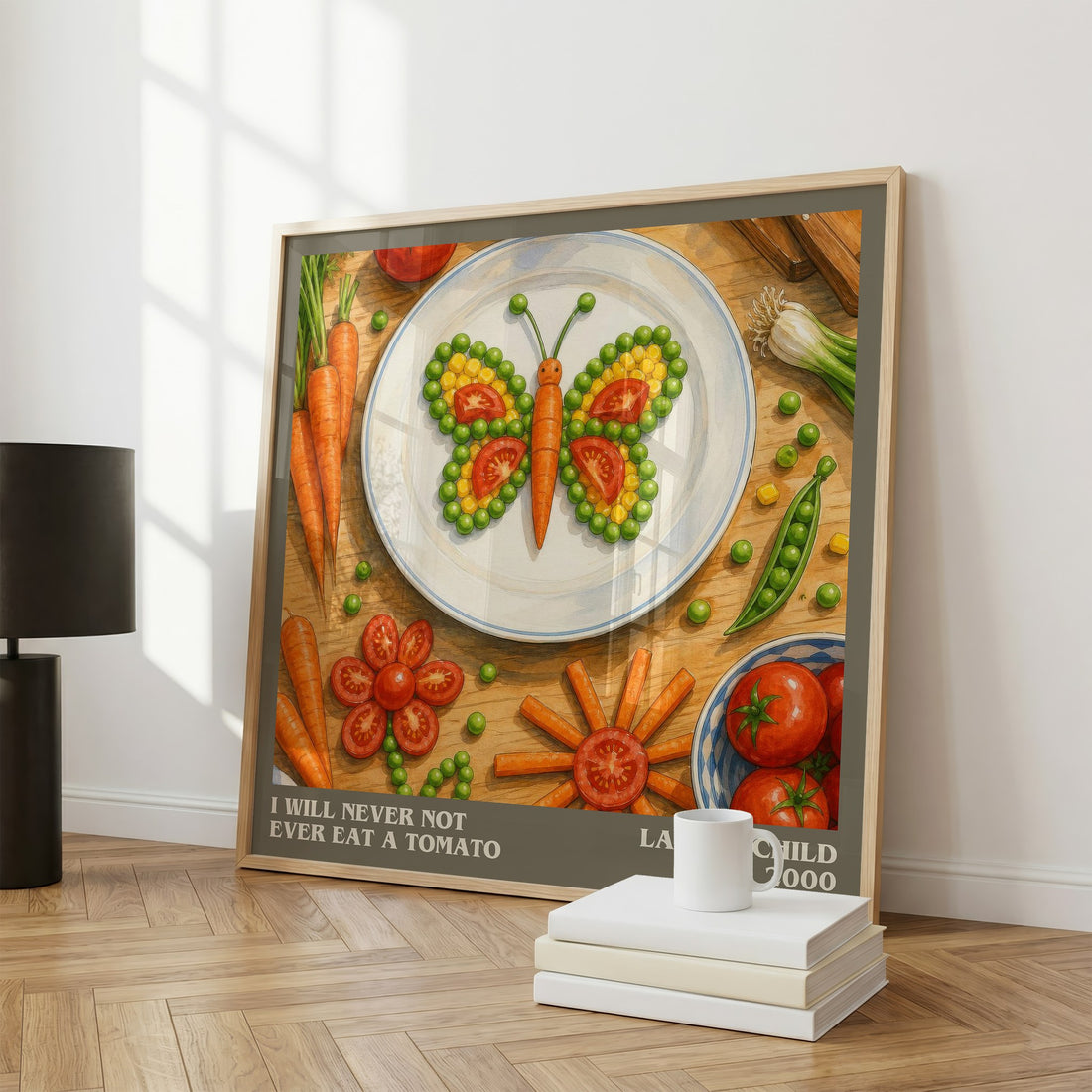 I will never not ever eat a tomato literary print framed by window – literary home decor