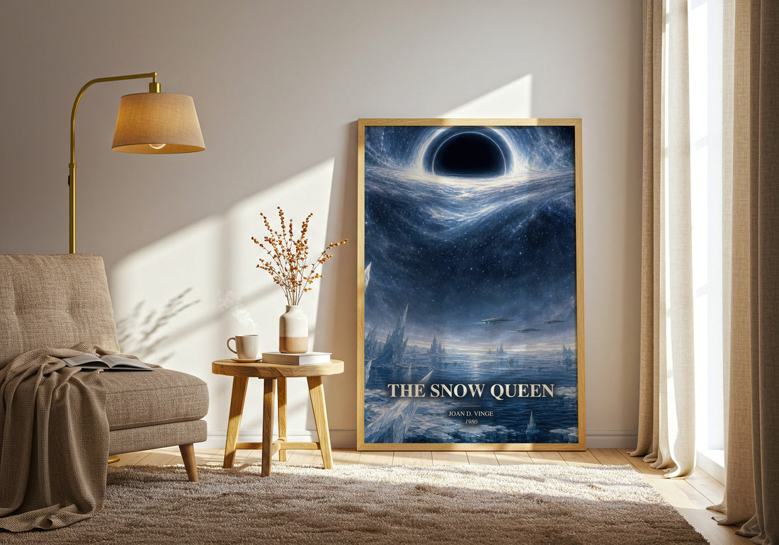 The Snow Queen watercolour print in frame leaning in hallway – sci fi wall art