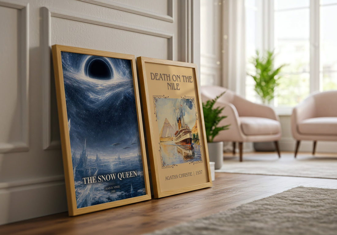 The Snow Queen watercolour print framed by window – literary home decor
