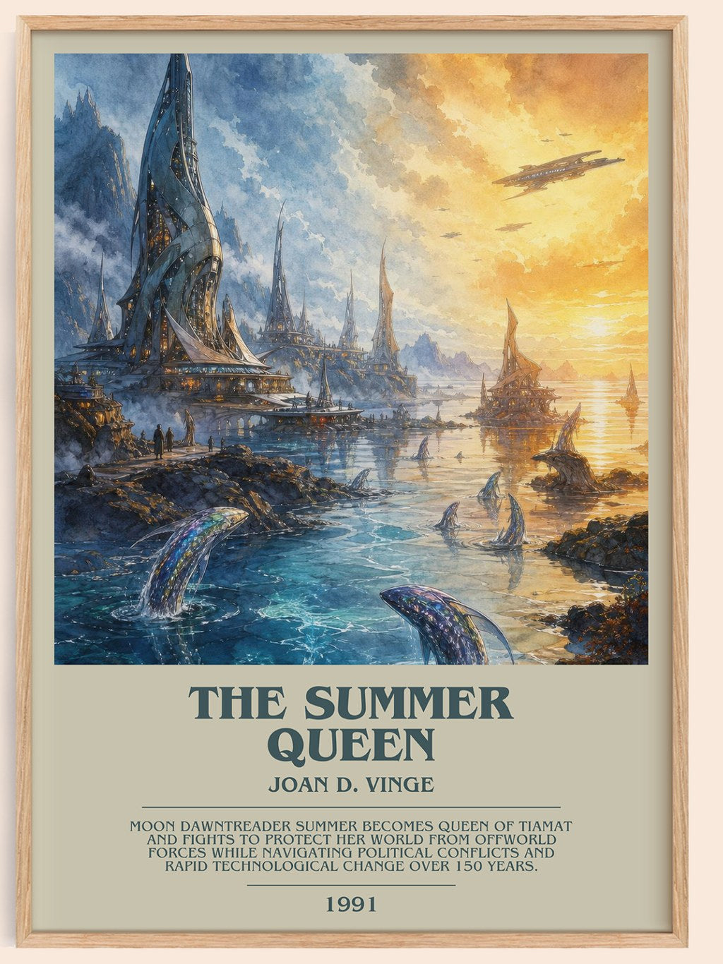 The Summer Queen bookish book poster by Joan D. Vinge – framed literary art print