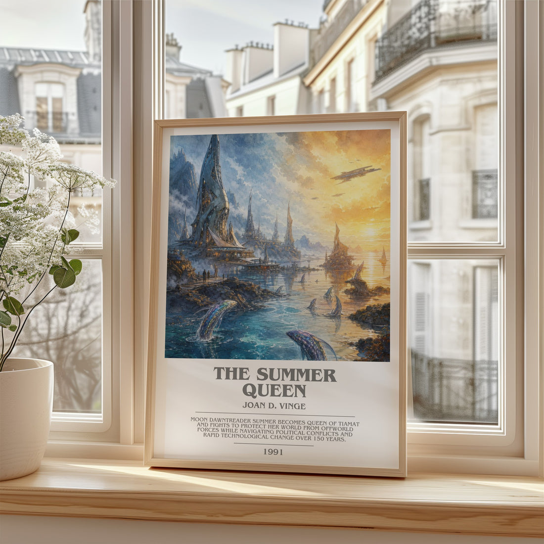 The Summer Queen bookish poster colour and style options – Joan D. Vinge book art