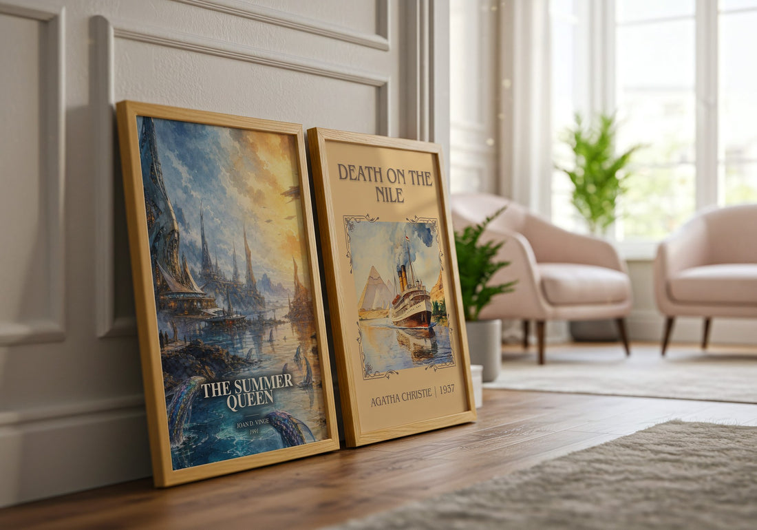 The Summer Queen watercolour print framed by window – literary home decor