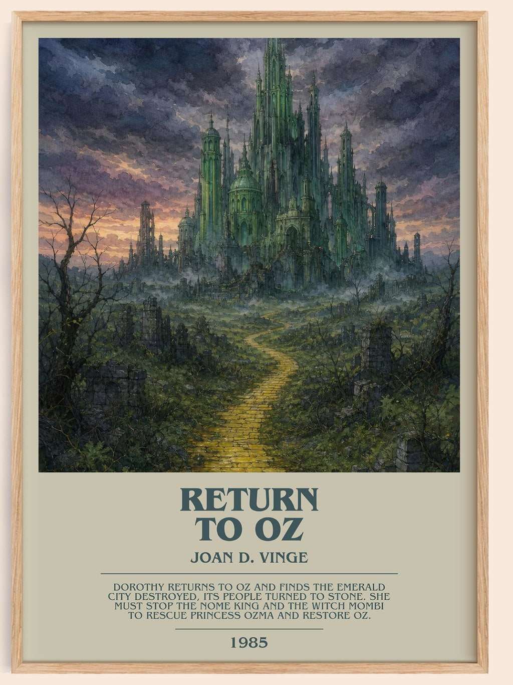 Return to Oz bookish book poster by Joan D. Vinge – framed literary art print