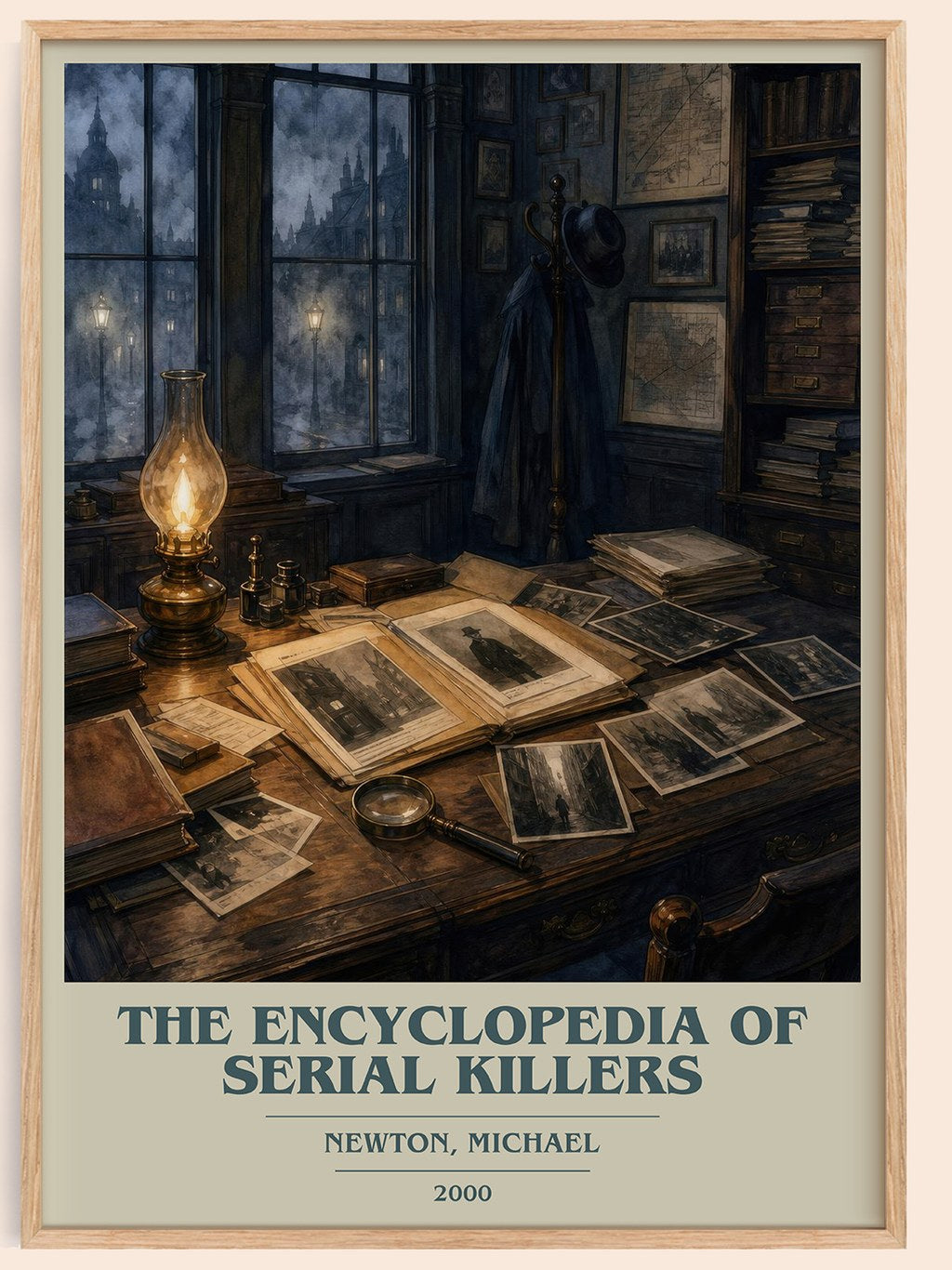 The encyclopedia of serial killers book cover book poster by Newton, Michael – framed literary art print