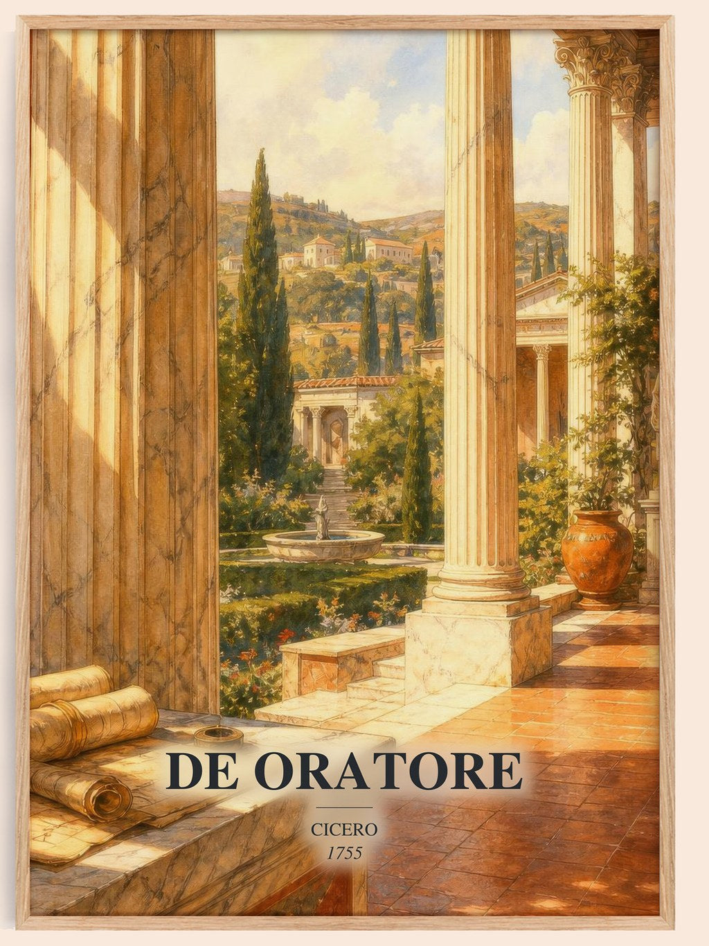 De oratore watercolour book poster by Cicero – framed literary art print