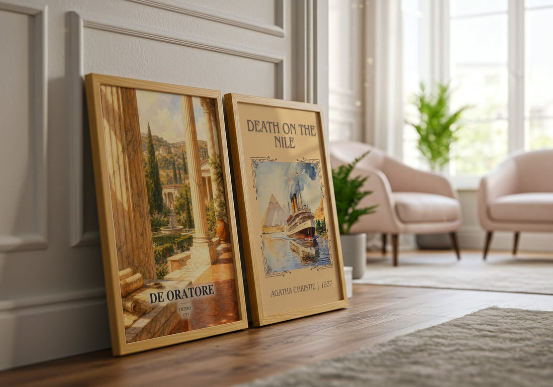 De oratore watercolour print framed by window – literary home decor