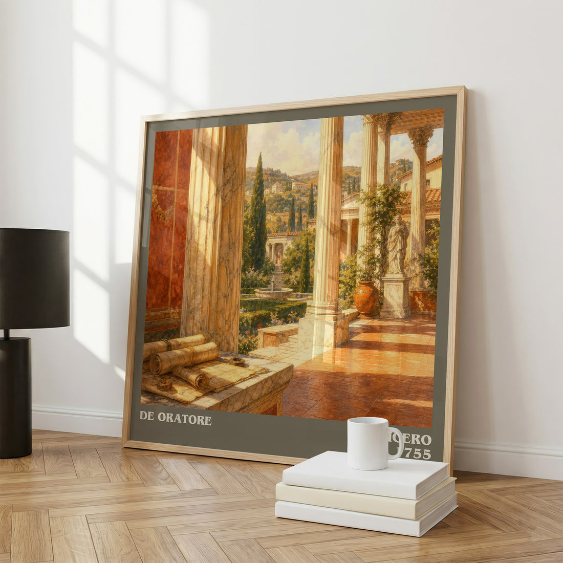 De oratore literary print framed by window – literary home decor
