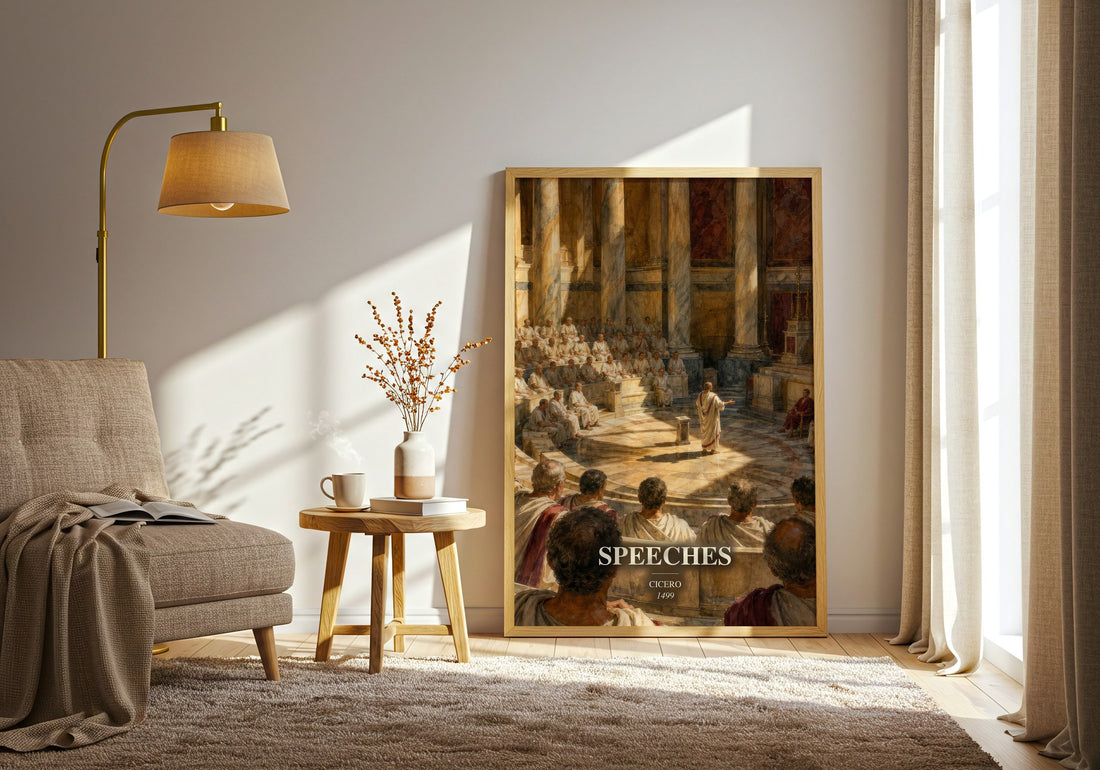 Speeches watercolour print in frame leaning in hallway – philosophy wall art