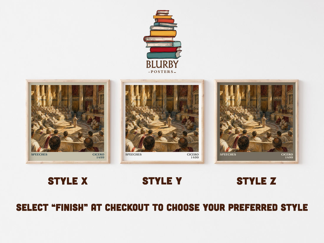 Speeches literary print in frame leaning in hallway – philosophy wall art (mockup)