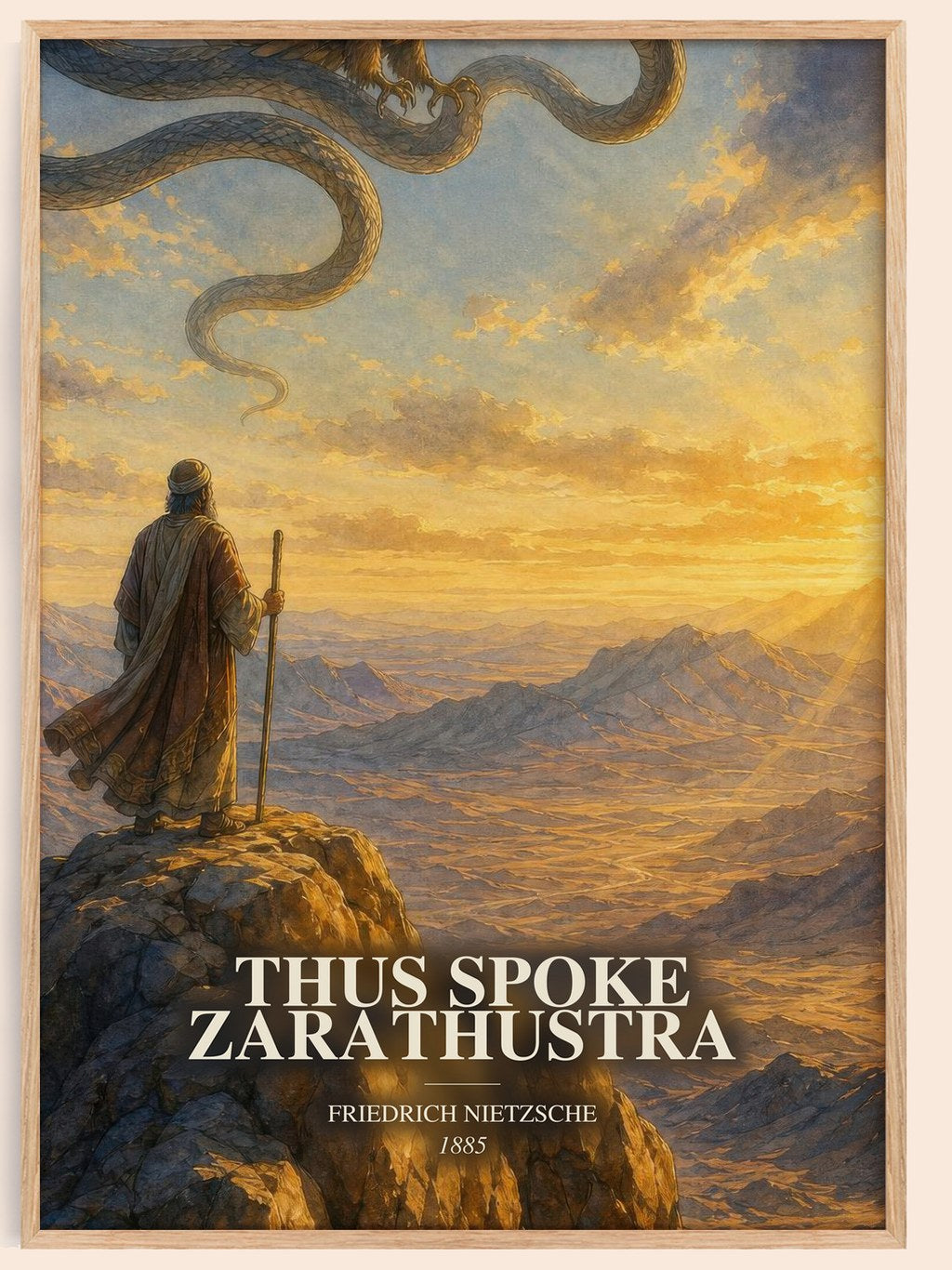 Thus Spoke Zarathustra watercolour book poster by Friedrich Nietzsche – framed literary art print