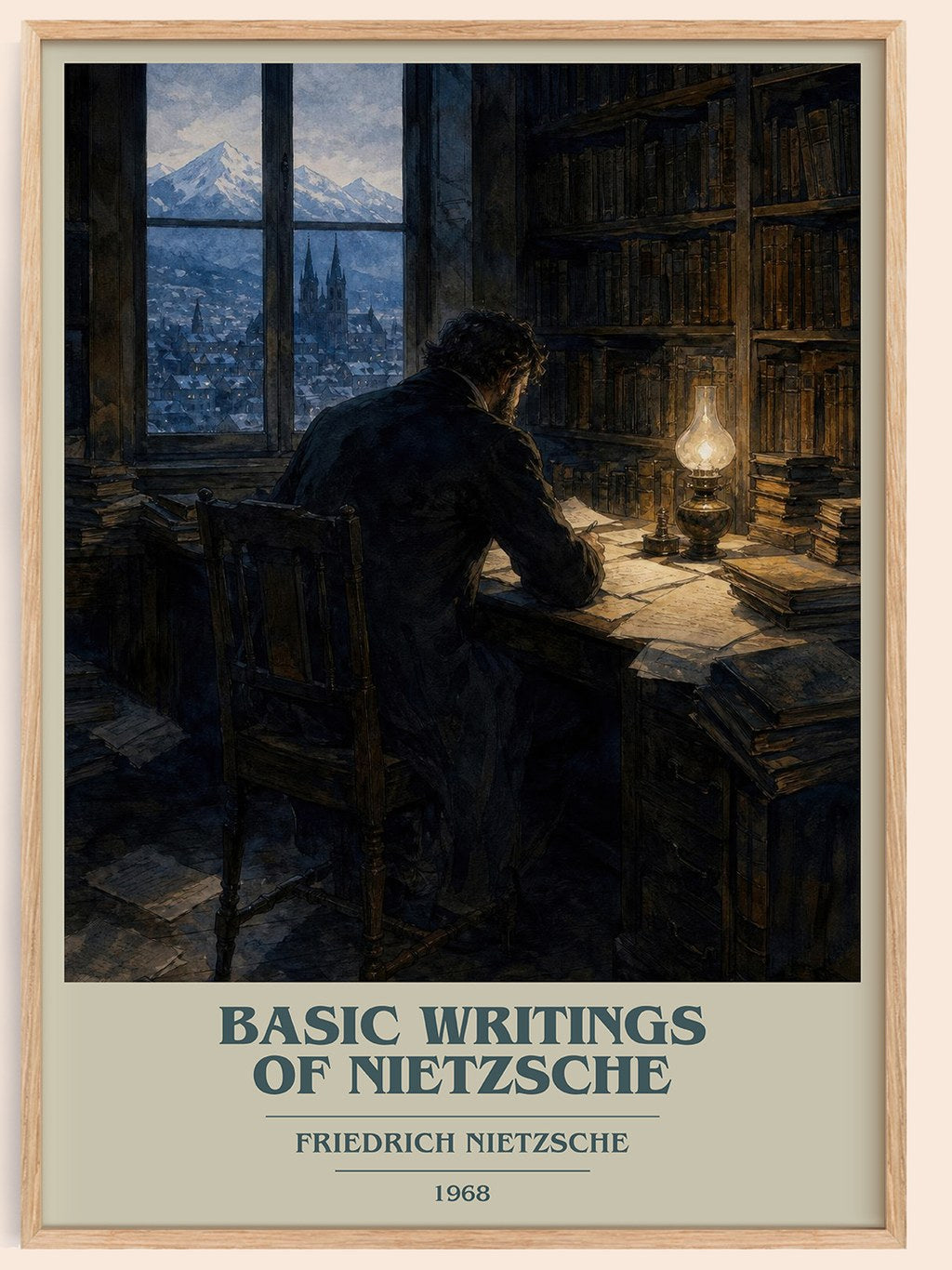 Basic writings of Nietzsche book cover book poster by Friedrich Nietzsche – framed literary art print