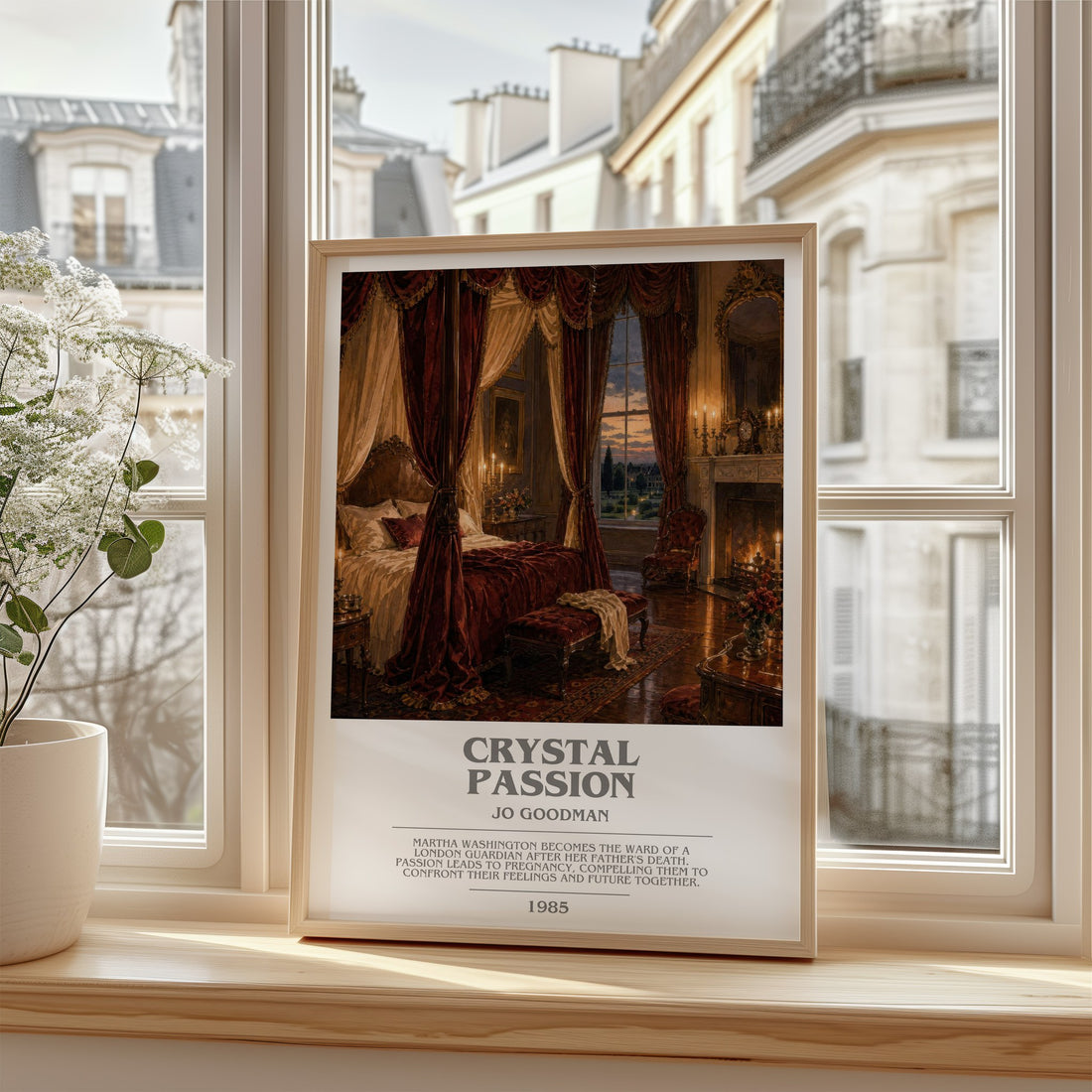Crystal Passion bookish poster colour and style options – Jo Goodman book art