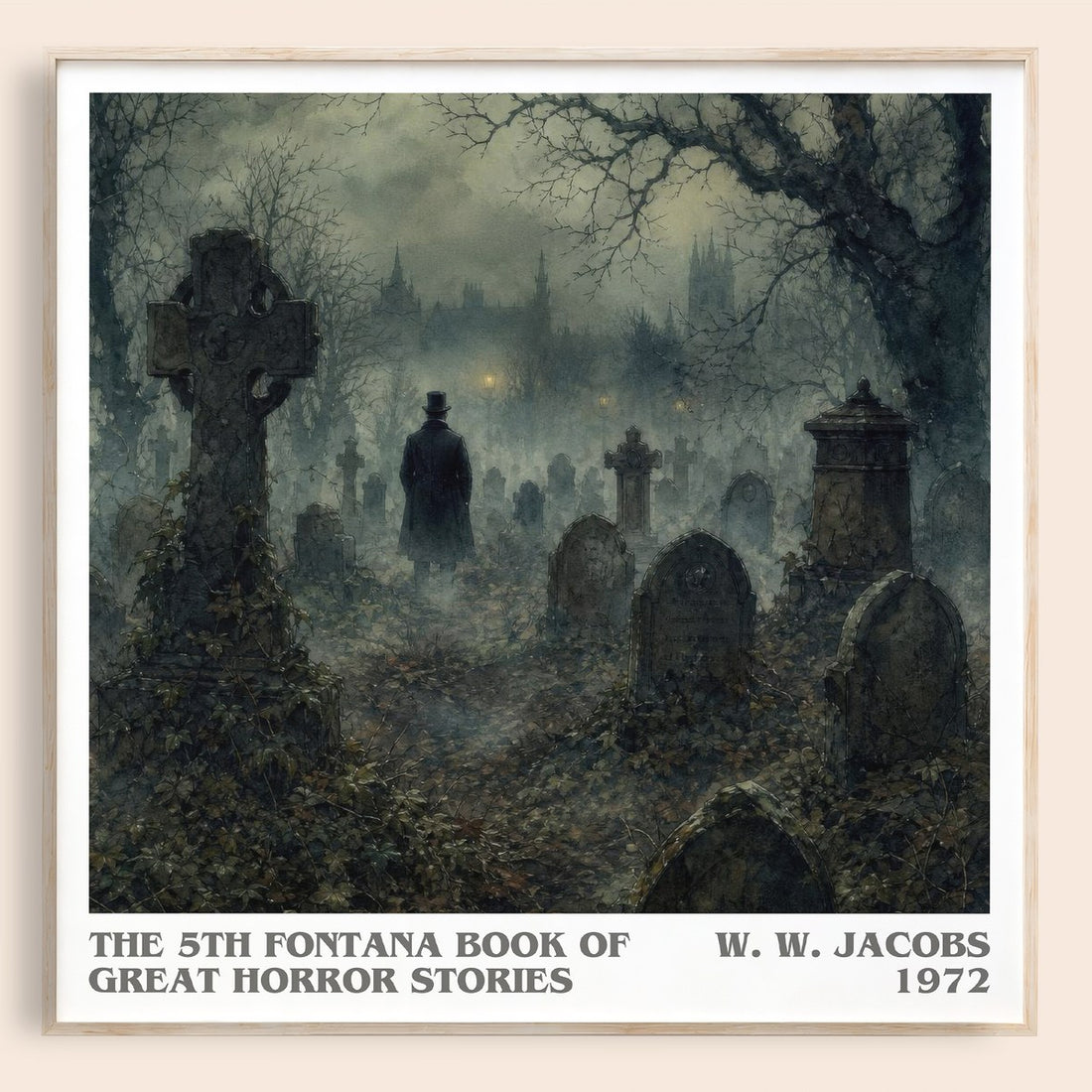 The 5th Fontana Book of Great Horror Stories literary book poster by W. W. Jacobs – framed literary art print