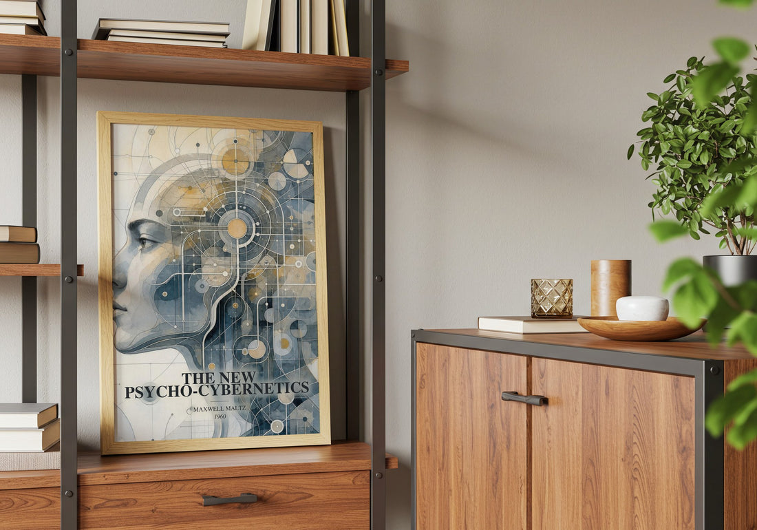 The New Psycho-Cybernetics book watercolour illustration paper finish options – matte satin gloss