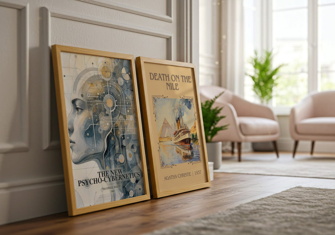 The New Psycho-Cybernetics watercolour print framed by window – literary home decor