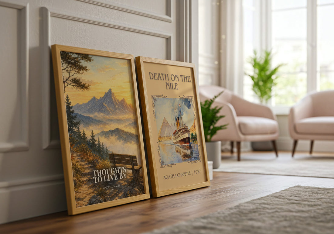 Thoughts to live by watercolour print framed by window – literary home decor