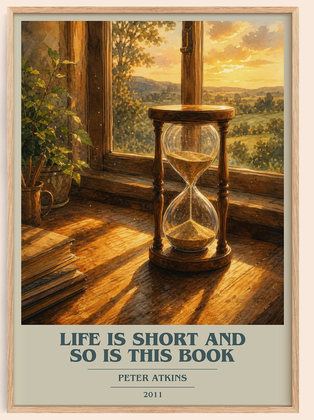 Life Is Short And So Is This Book book cover book poster by Peter Atkins – framed literary art print