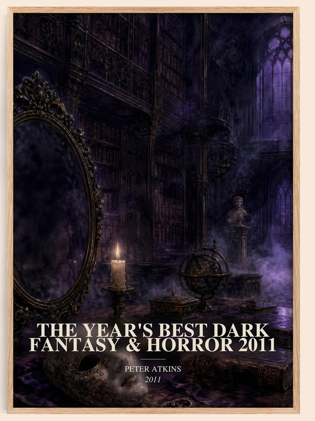 The Year's Best Dark Fantasy & Horror 2011 watercolour book poster by Peter Atkins – framed literary art print