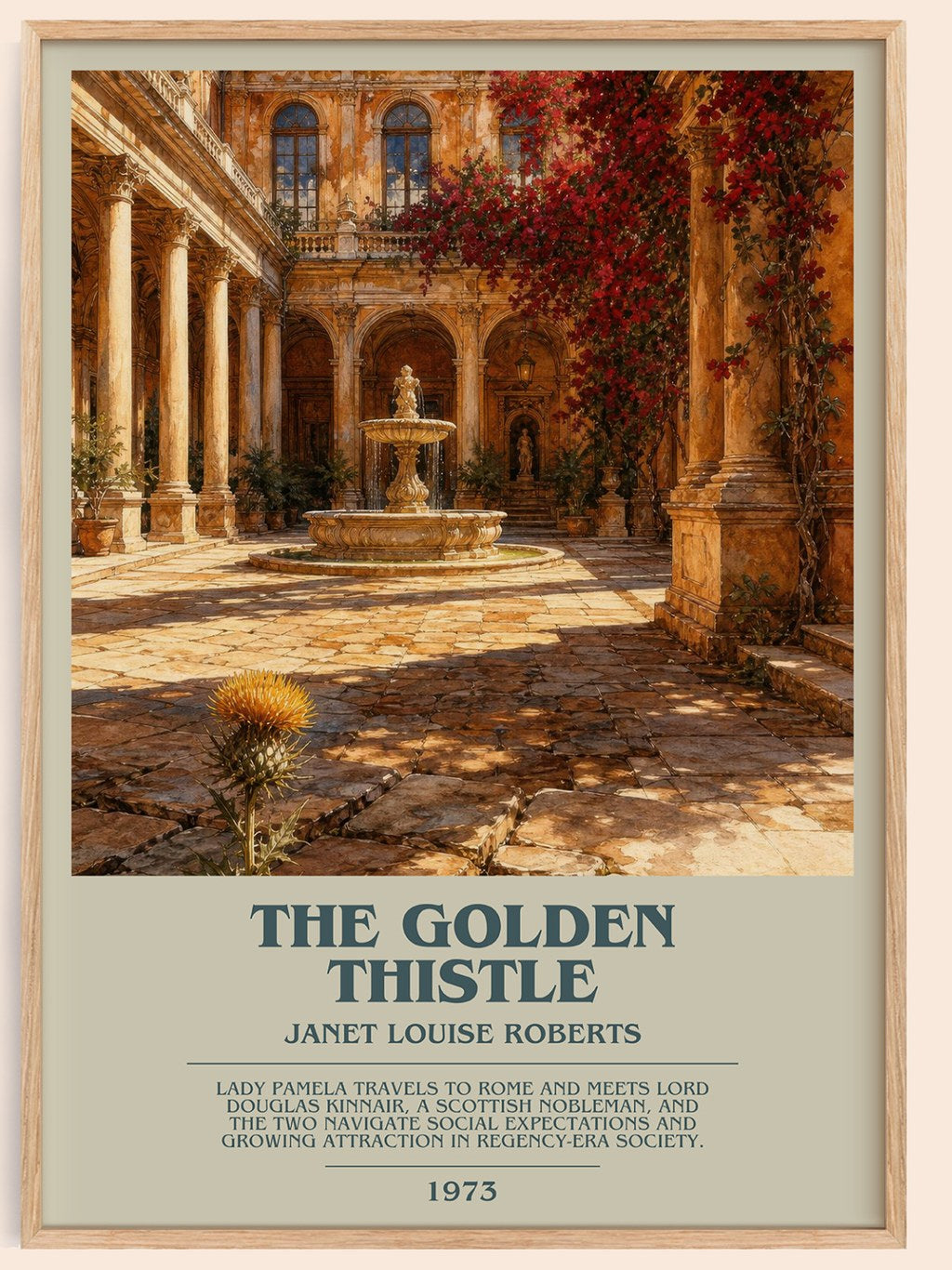 The Golden Thistle bookish book poster by Janet Louise Roberts – framed literary art print