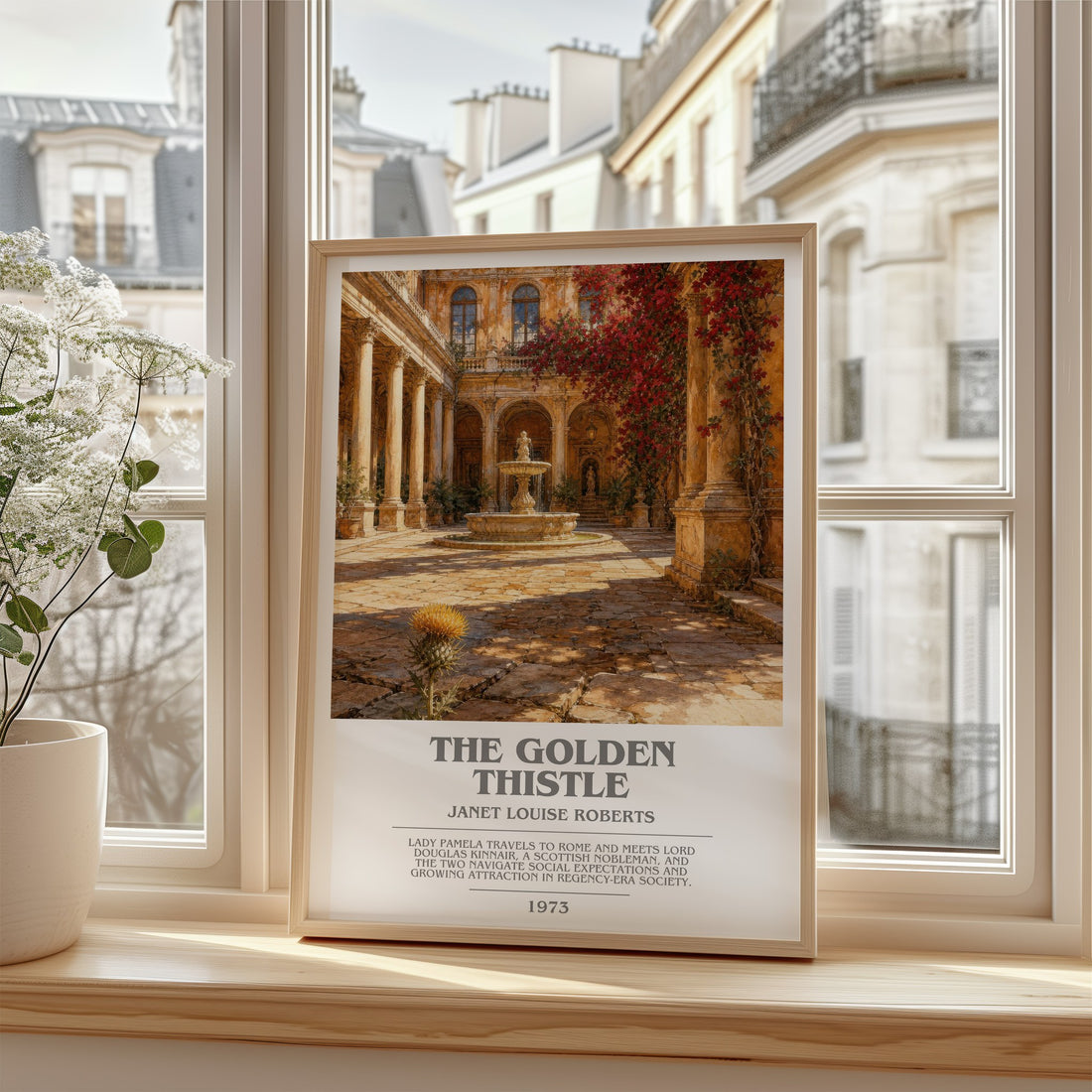The Golden Thistle bookish poster colour and style options – Janet Louise Roberts book art