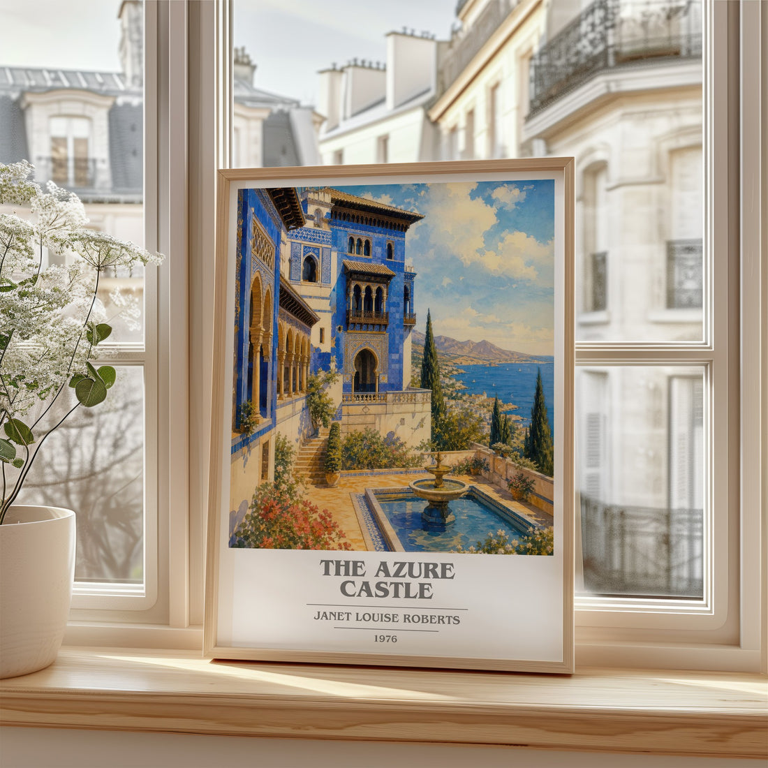 The Azure Castle book cover poster colour and style options – Janet Louise Roberts book art