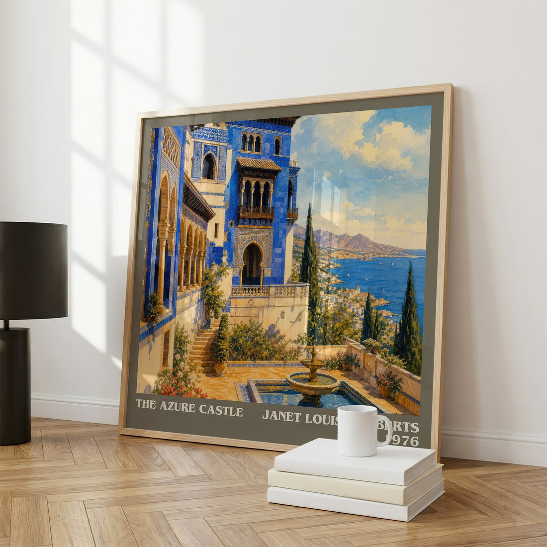 The Azure Castle literary print framed by window – literary home decor