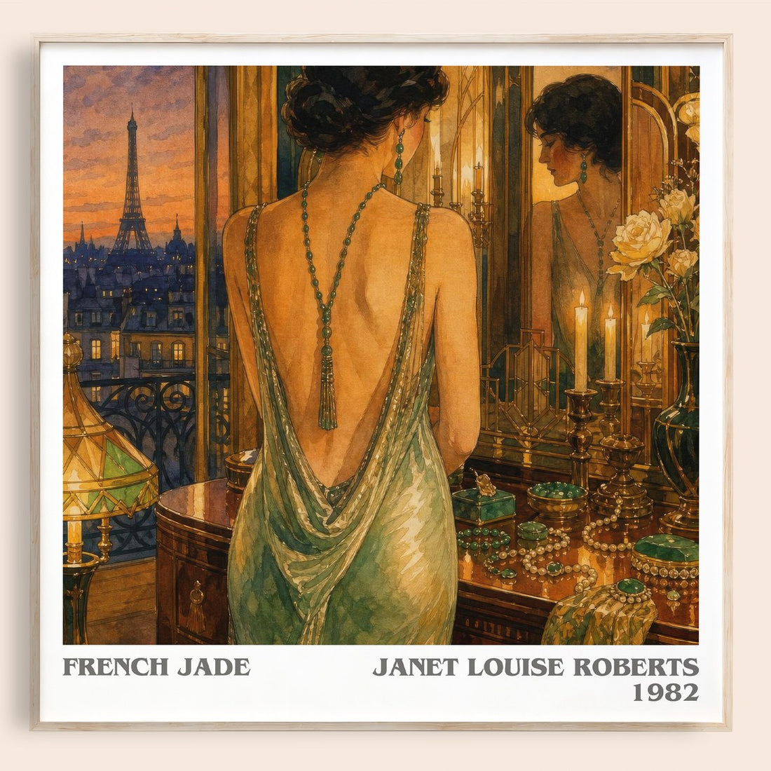 French Jade literary book poster by Janet Louise Roberts – framed literary art print