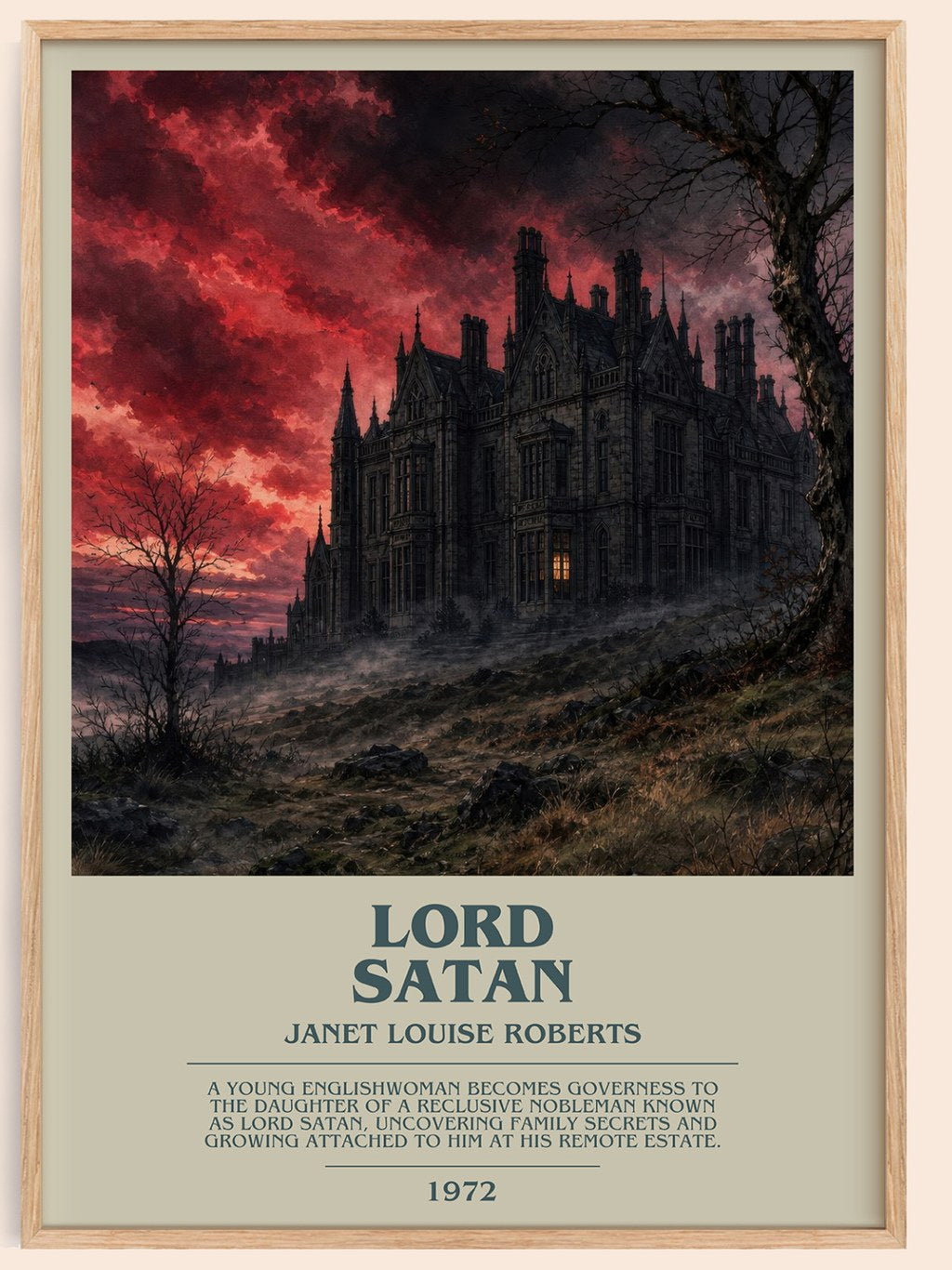 Lord Satan bookish book poster by Janet Louise Roberts – framed literary art print