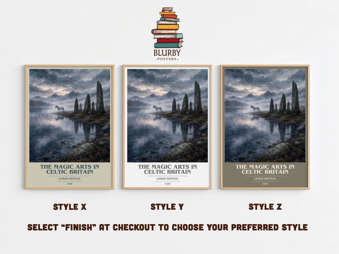 The magic arts in Celtic Britain book cover print in frame leaning in hallway – non fiction wall art (mockup)