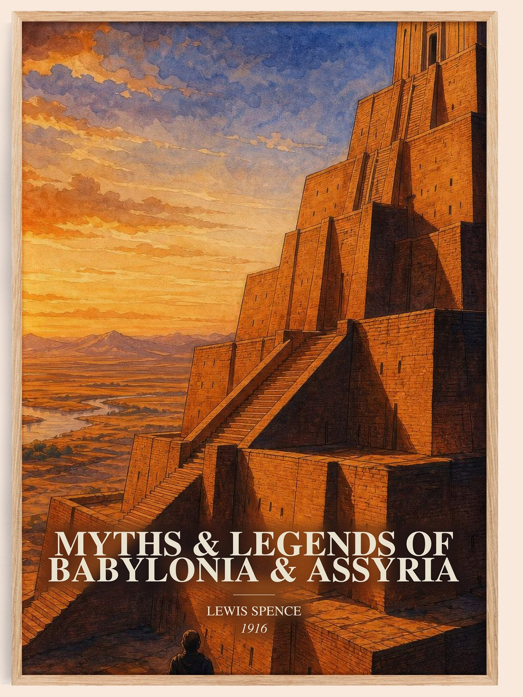 Myths & legends of Babylonia & Assyria watercolour book poster by Lewis Spence – framed literary art print