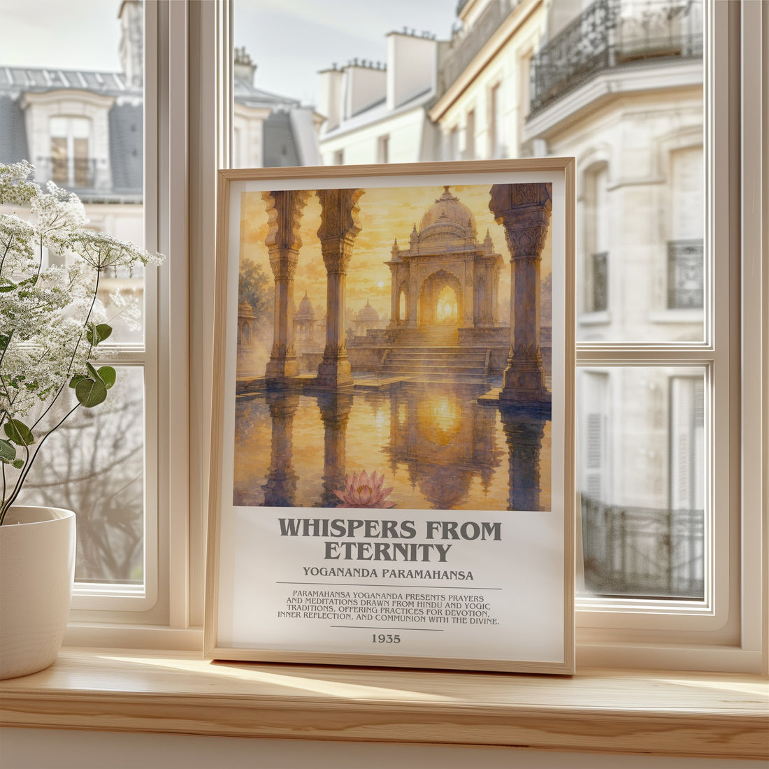 Whispers from Eternity bookish poster colour and style options – Yogananda Paramahansa book art