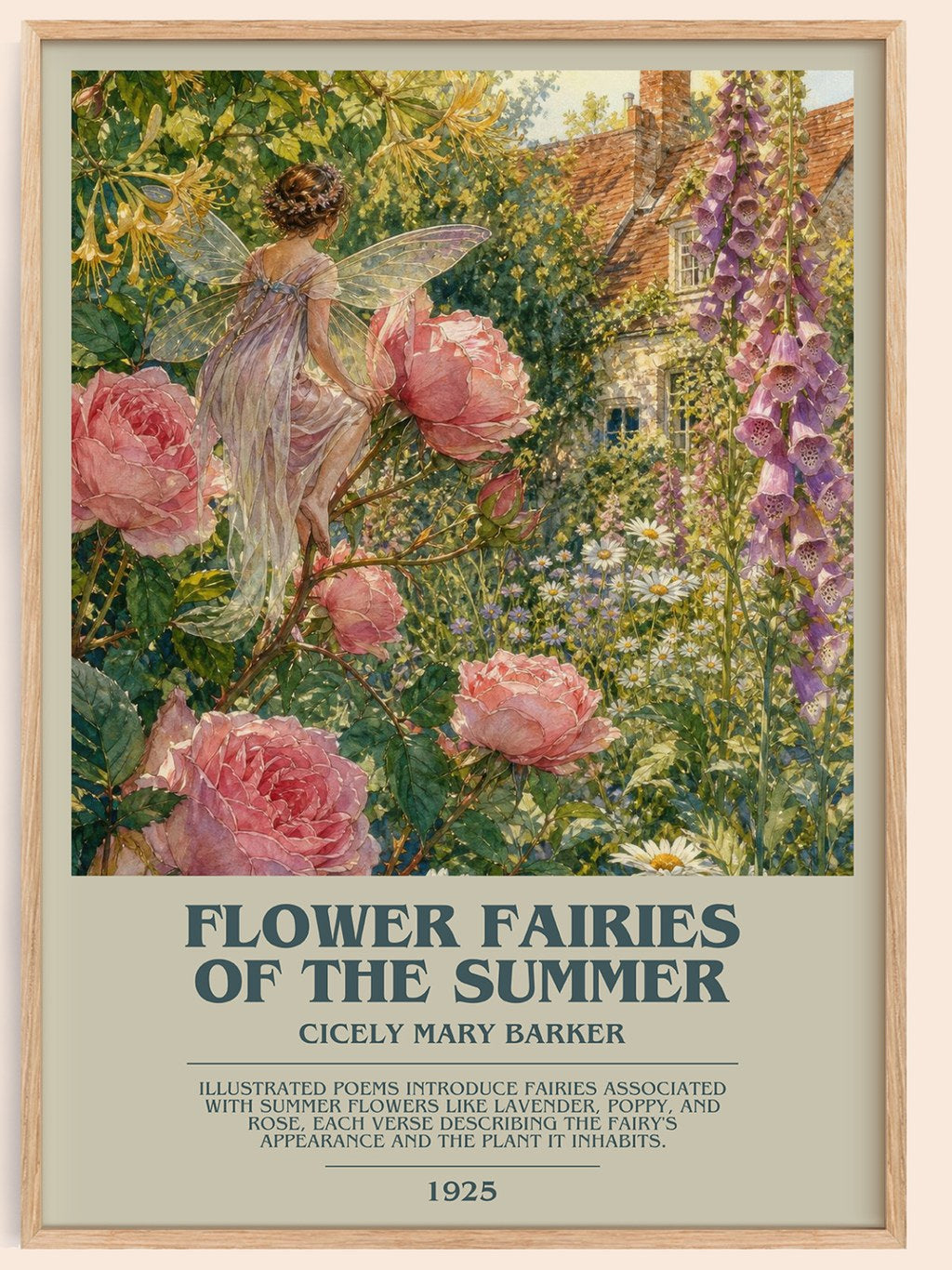 Flower Fairies of the Summer bookish book poster by Cicely Mary Barker – framed literary art print
