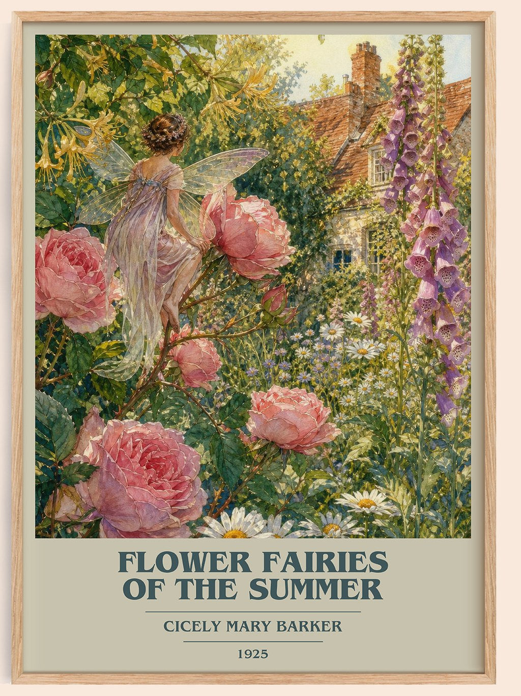 Flower Fairies of the Summer book cover book poster by Cicely Mary Barker – framed literary art print