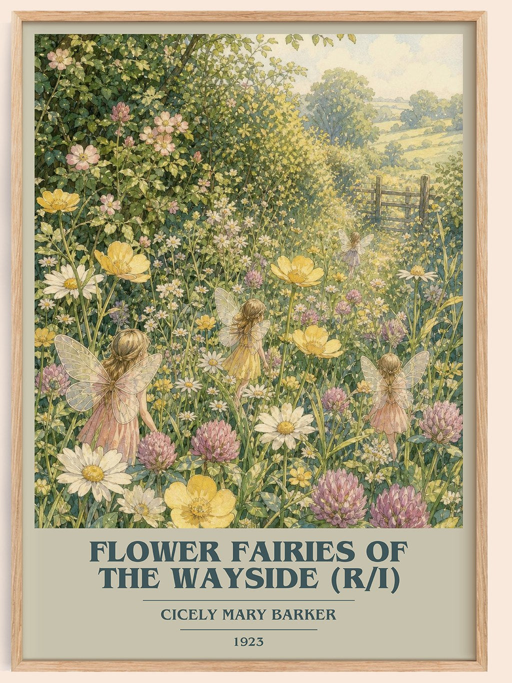 Flower Fairies of the Wayside (R/I) book cover book poster by Cicely Mary Barker – framed literary art print