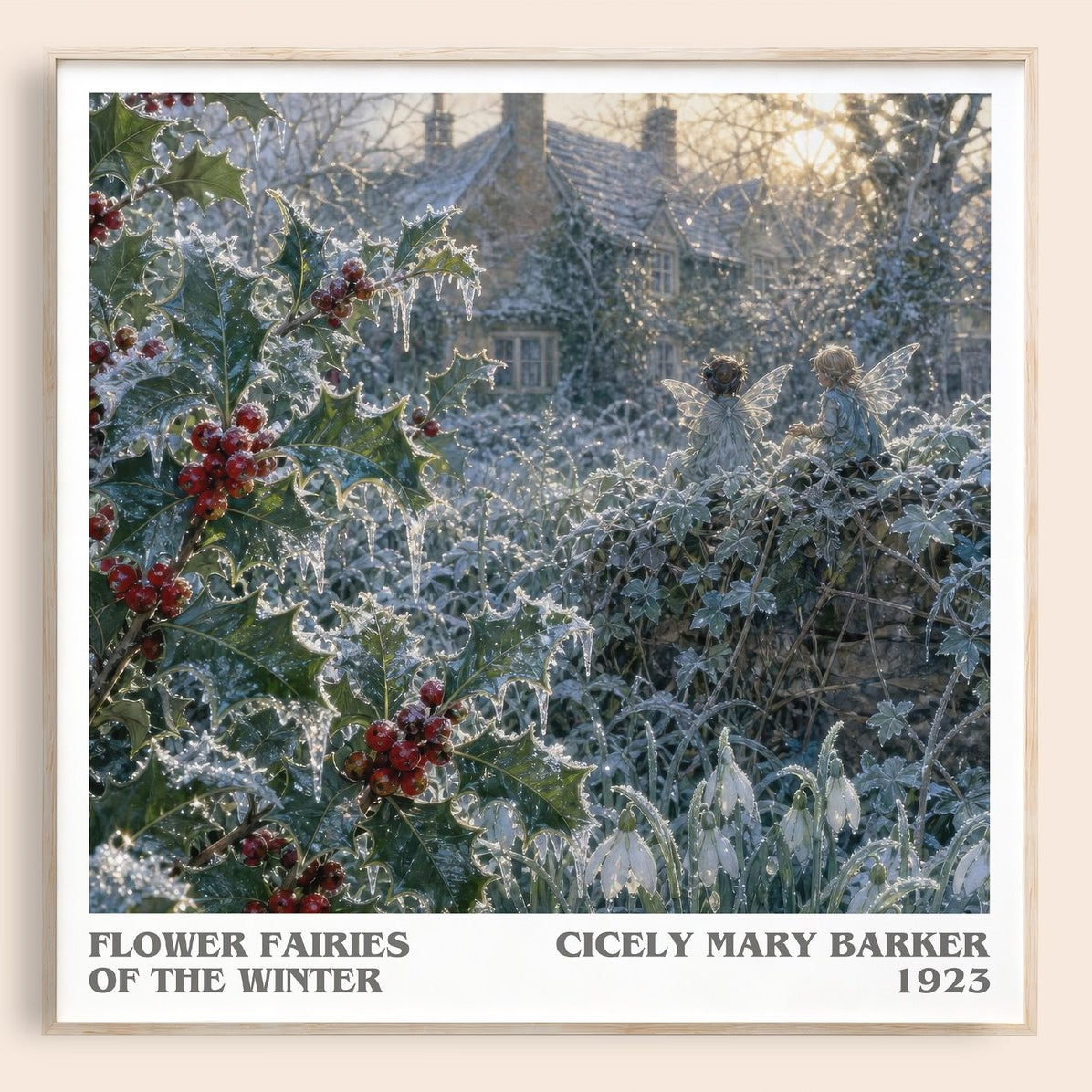 Flower Fairies of the Winter literary book poster by Cicely Mary Barker – framed literary art print